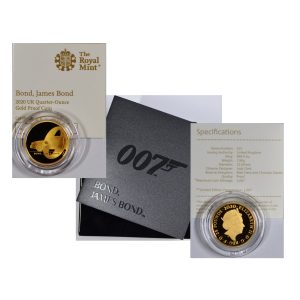 Great Britain, 2020 25 Pounds, Gold 1/4 oz, James Bond 007, Proof