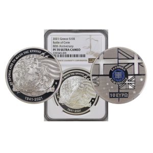 Greece, 2021 10 Euro, Battle of Crete, Silver, NGC PF70 ULTRA CAMEO